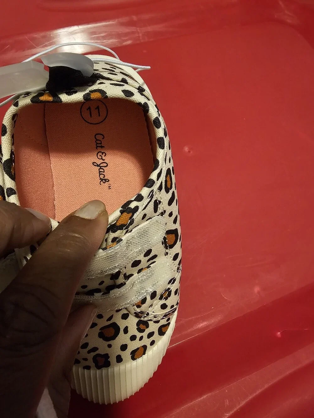 Cat & Jack Kids NEW Leopard Print Canvas Sneakers Size 11 Hook and Loop Closure